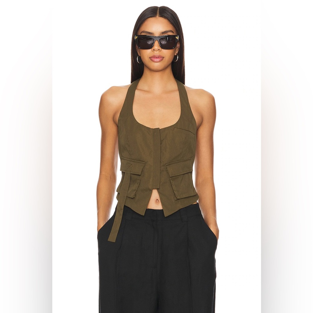 superdown Olive Green Halter Utility Tank Top